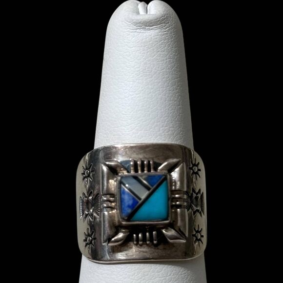 Vintage Carolyn Pollack Q.T. Quoc Turquoise Size 8.25 Sterling Ring - Picture 2 of 4